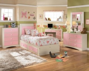 kids-room-pink-bedroom-ideas-with-bedroom-furniture-ideas-with-wooden-flooring-and-fur-rug-with-pink-bedroom-vanity-design-and-pink-chest-of-drawer-design-with-small-computer-ta